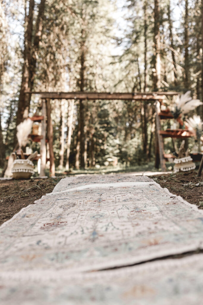 rug aisle runner, outdoor bohemian wedding ideas